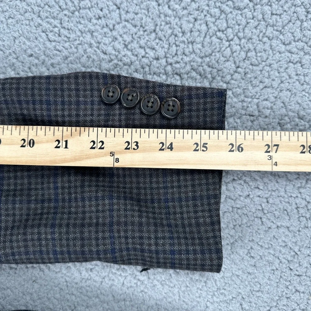Stafford Sport Coat Men 40R Classic Fit Micro Plaid Elbow Patch 2 Button Blazer